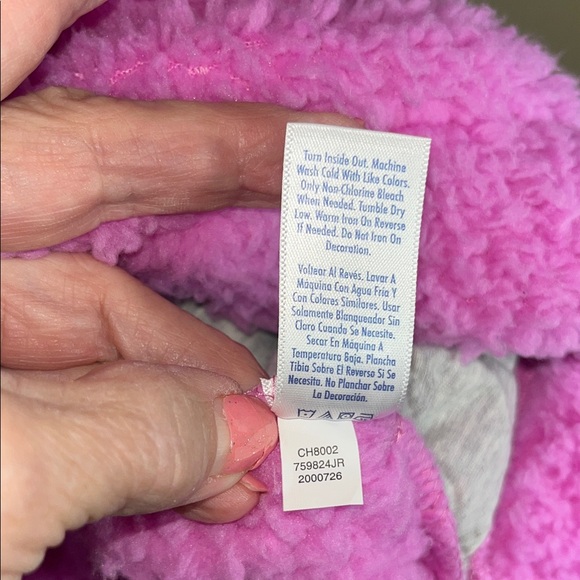 NWT Colorful Jr. Fluffy Faux Fur Sweatshirt w/ Pockets Pink White Orange Trim - Picture 9 of 9